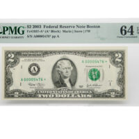 2003 $2 Federal Reserve Star Note Dallas PMG Choice Uncirculated 64 EPQ Fr#1937-A*