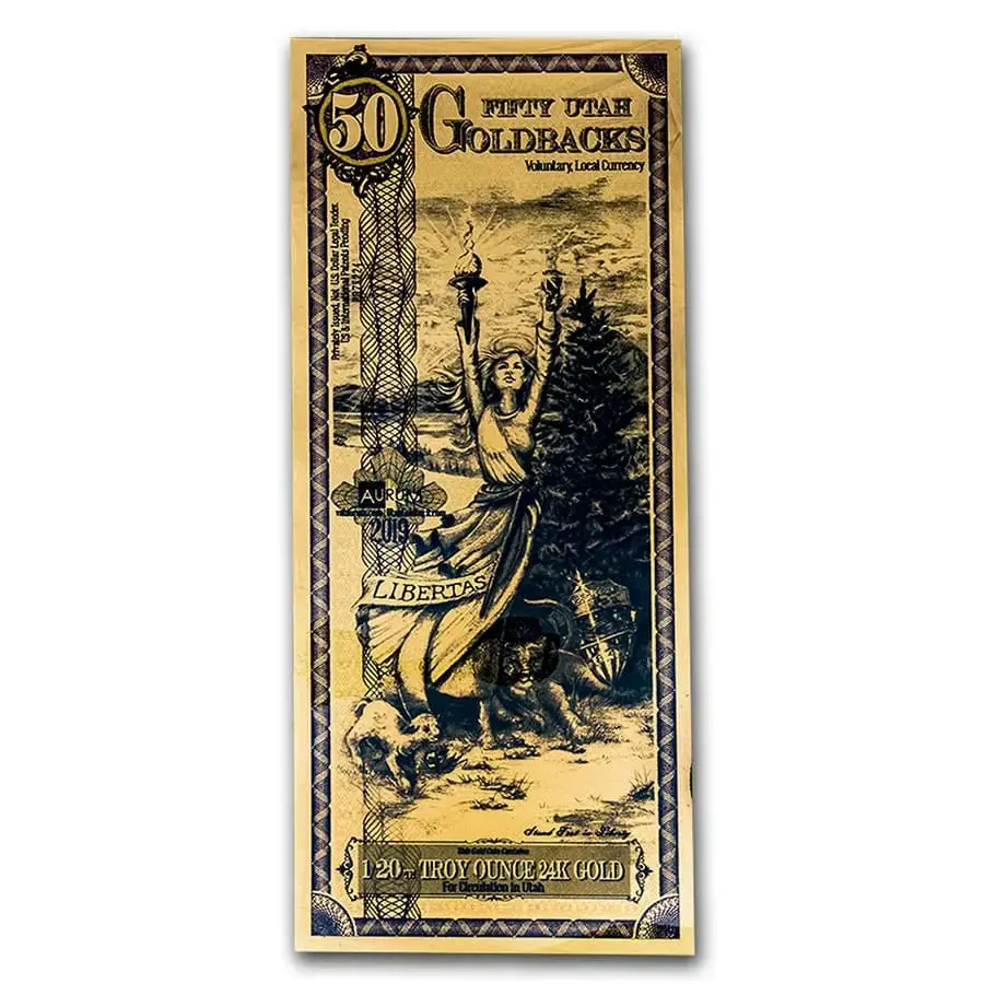 50 Utah Goldback .999- Aurum Gold Note (24k)