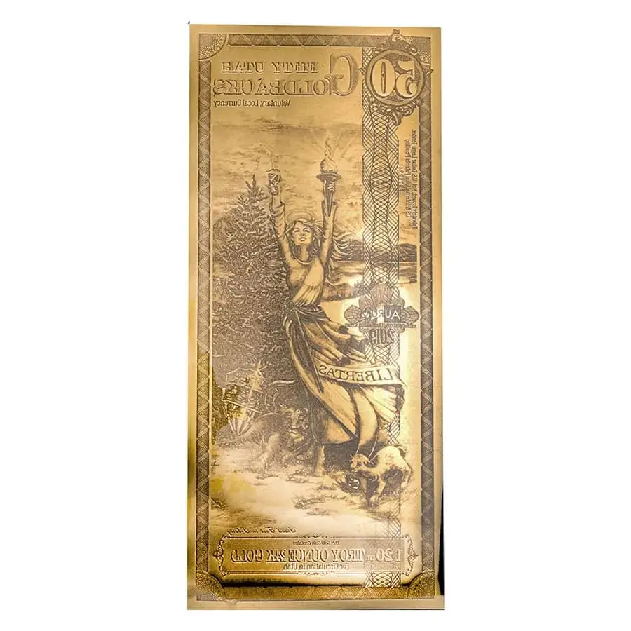 50 Utah Goldback .999- Aurum Gold Note (24k) - Image 2