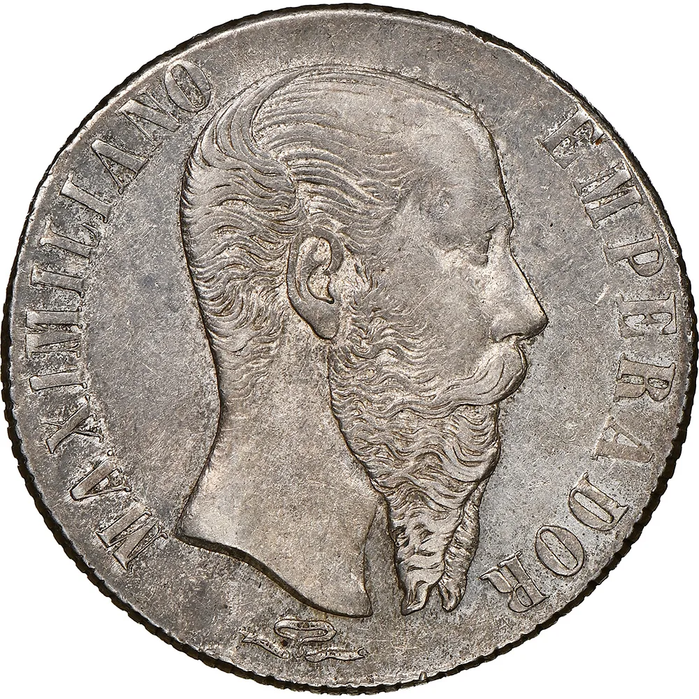 1866-Pi Mexico Maximilian Peso NGC AU 53 - Image 2