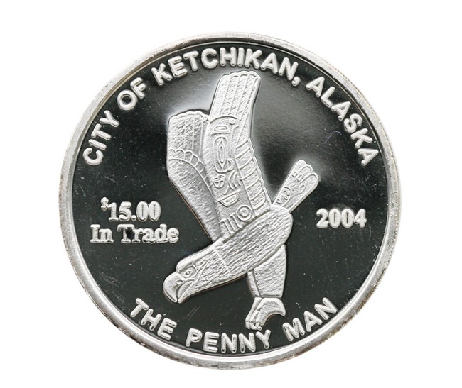 2004 $15 Salmon 1 oz .999 Silver The Penny Man Ketchikan Alaska - Image 2