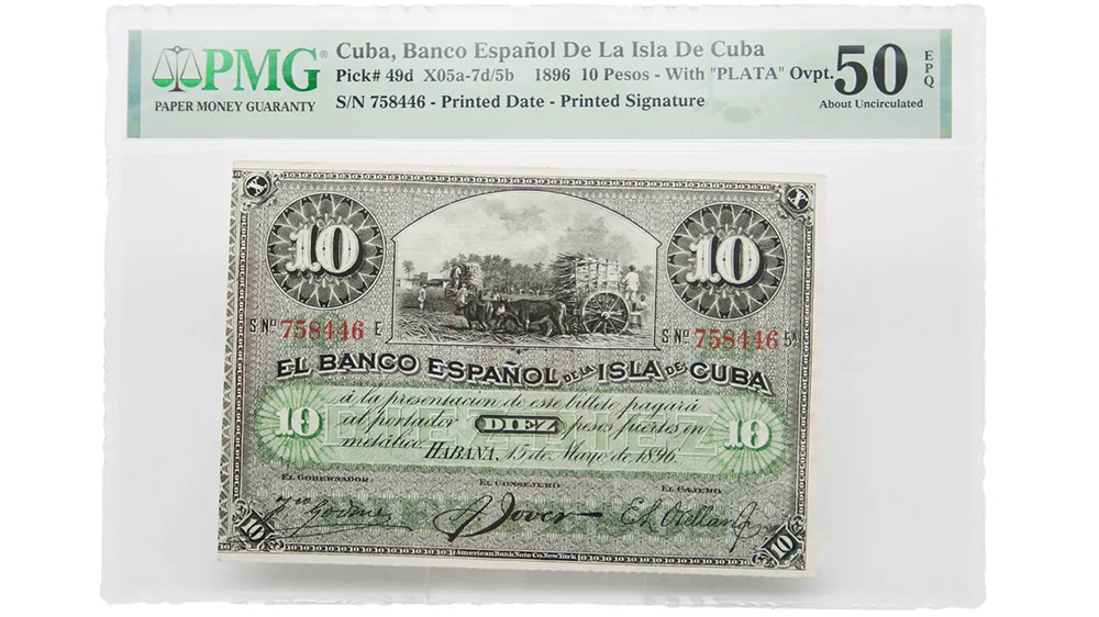 1896 10 Peso Banco Español De La Isla De Cuba
