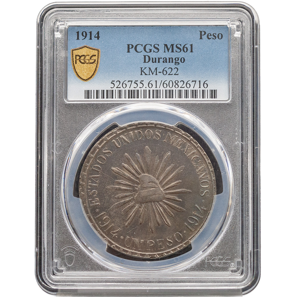 1914 Mexico Muera Huerta Peso Durango PCGS MS 61