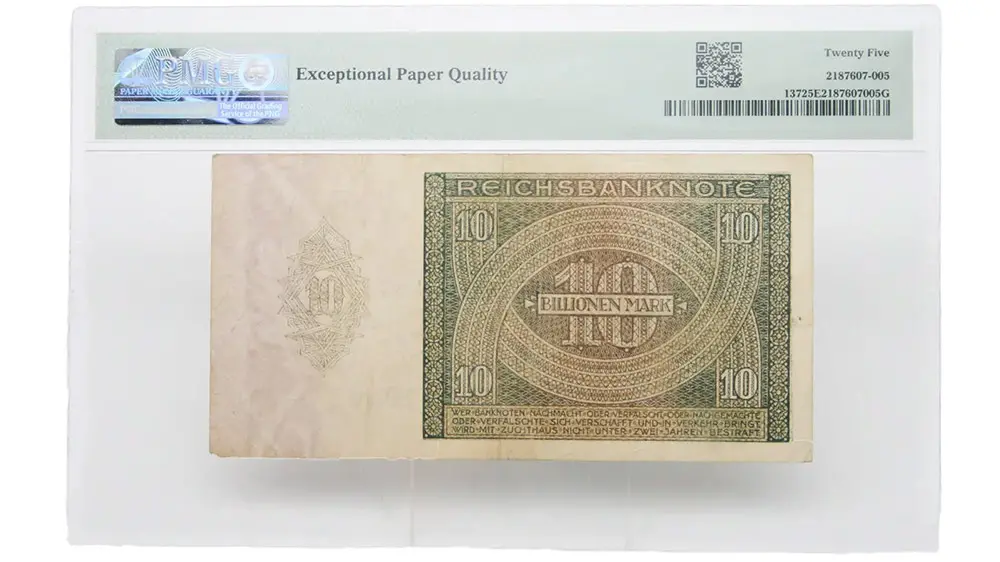 1924 10 Billionen Mark Germany PMG Choice Very Fine 25 - Image 2