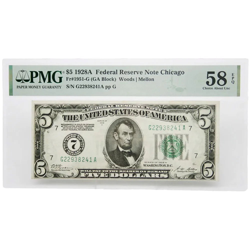1928-A $5 Chicago FRN Fr#1951-G PMG Choice AU58 EPQ