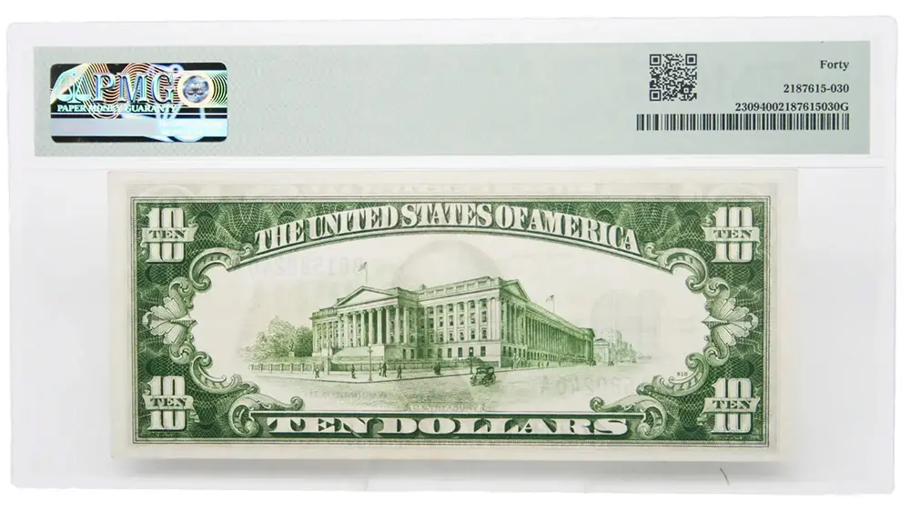 1934-A $10 Silver Certificate North Africa Emergency Issue WWII PMG Choice EX- 40 Fr#2309 - Image 2