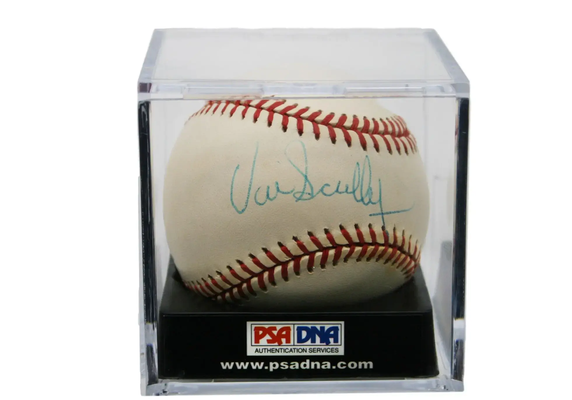 Vin Scully Legendary Dodger Commentator Signed Baseball PSA Authenticated