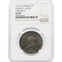 1915 Oaxaca Mexico Cinco-Peso Silver