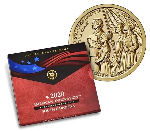 2020 $1 American Innovation Reverse Proof- South Carolina Coin - Image 3