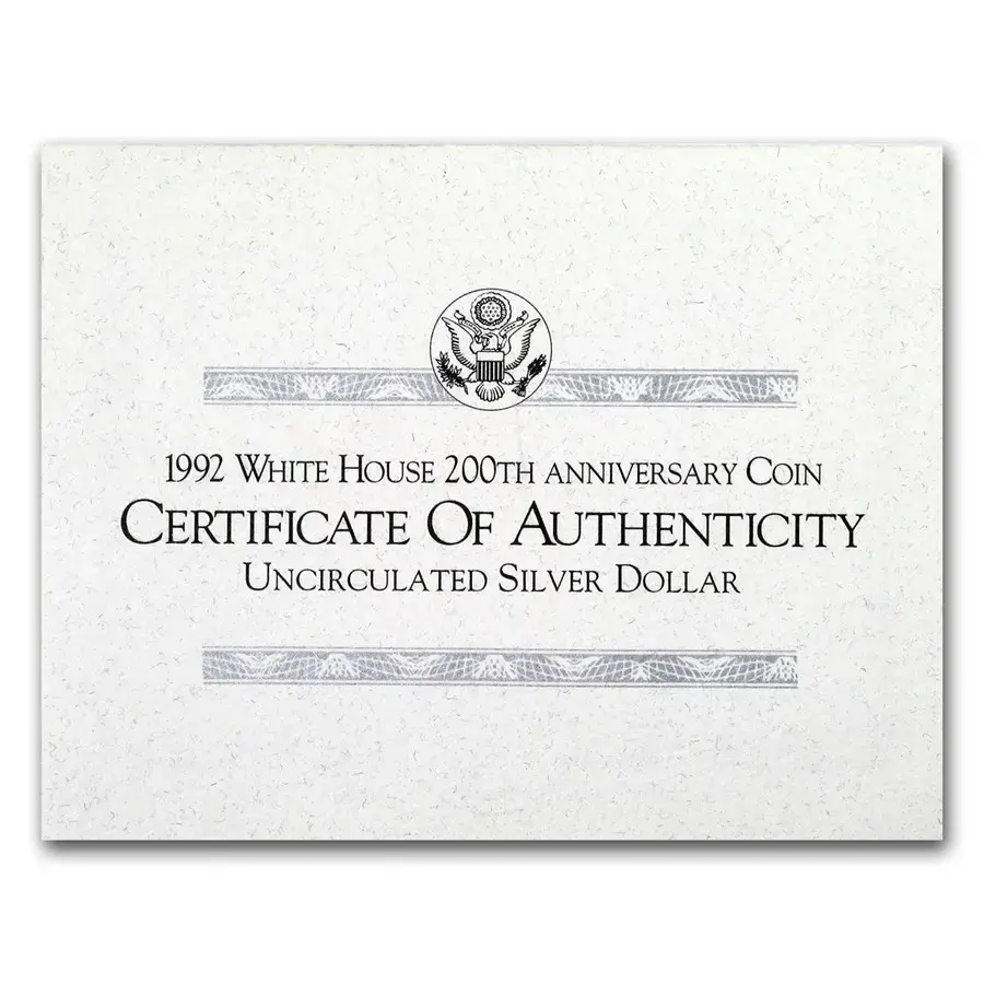 1992-D White House $1 Silver Comm BU (w/Box & COA) - Image 4