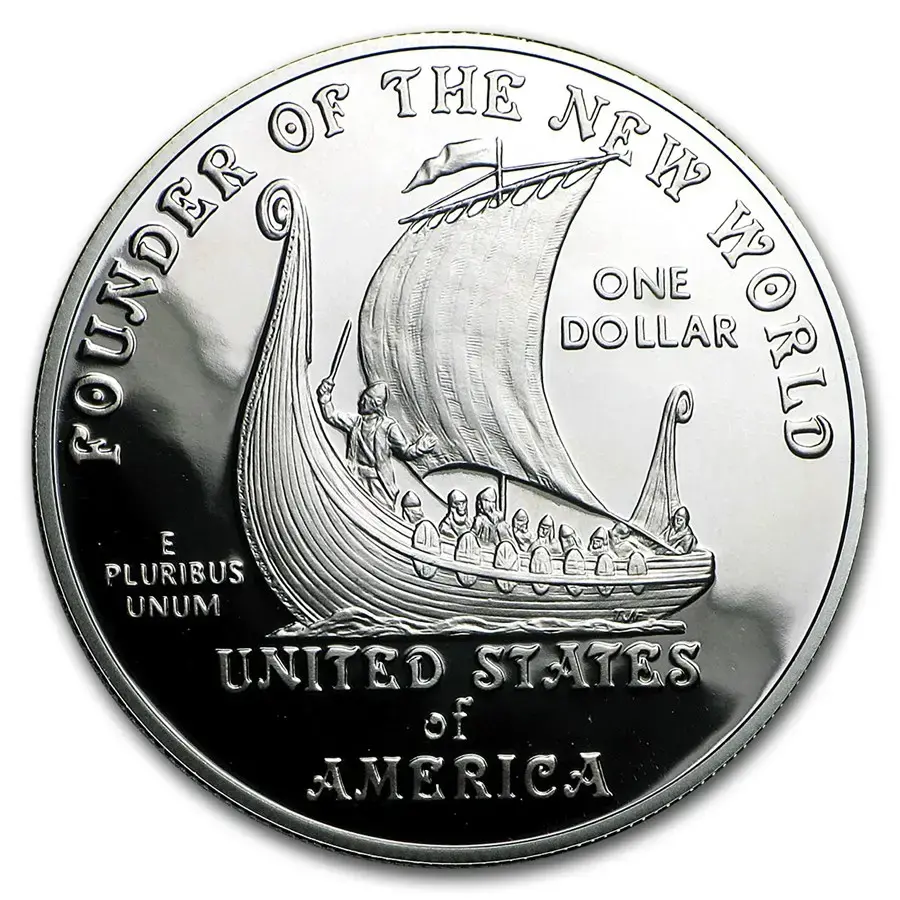 2000-P Leif Ericson $1 Silver Comm Proof (w/Box & COA) - Image 2