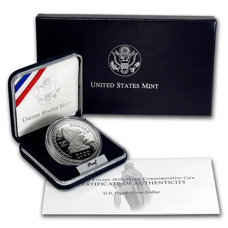 2000-P Leif Ericson $1 Silver Comm Proof (w/Box & COA) - Image 3