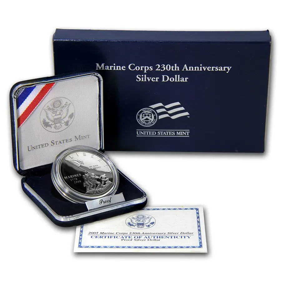 2005-P Marine Corps 230th Ann. $1 Silver Comm Proof (Box/COA) - Image 3