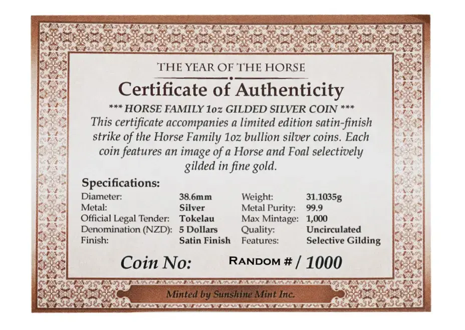 2014 Year of the Horse Gilded Silver 1 oz Tokelau - Image 3