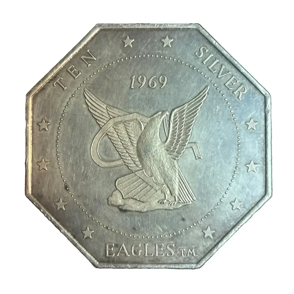 1969 Ten Silver Eagles 10 Troy oz. .999 Octagonal Bar, Walla Walla
