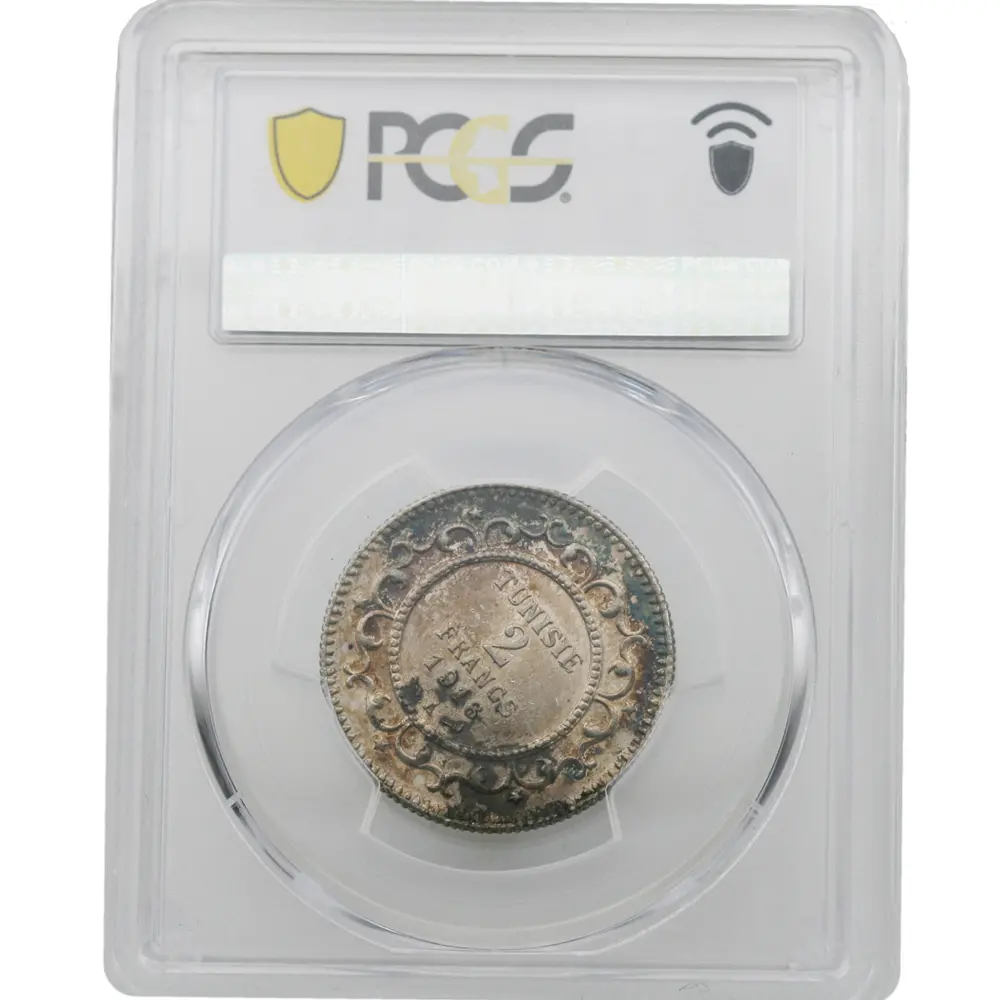 AH1334-1916-A Tunisia 2 Francs PCGS MS 63 - Image 2