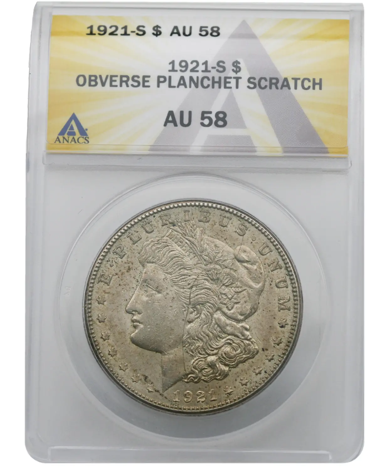 1921-S $1 Morgan Dollar Obverse Planchet Scratch NGC AU58 - CV Coins ...