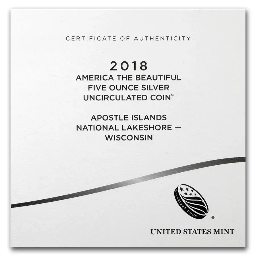 2018-P 5 oz Silver ATB Apostle Islands WI (w/Box & COA) - Image 3