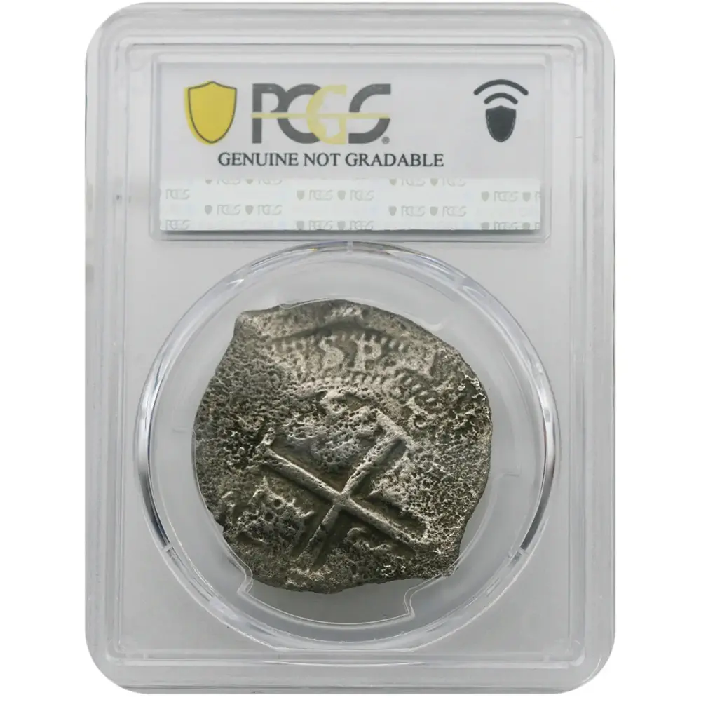 1677-P E 8 Reales Bolivia PCGS Genuine Saltwater Damage VF Detail - Image 2