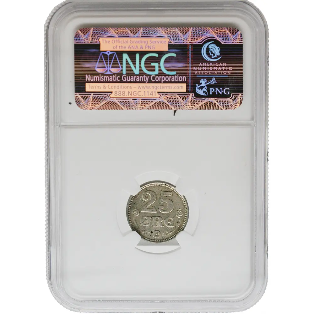1919 HCN Gj Denmark 25 Øre NGC MS 63 - Image 2