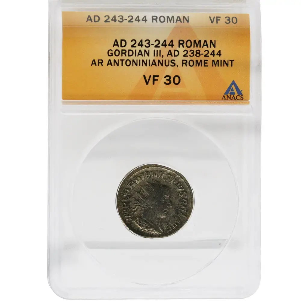 Roman Gordian III AR Antoninianus Rome Mint AD 243-44 ANACS VF30