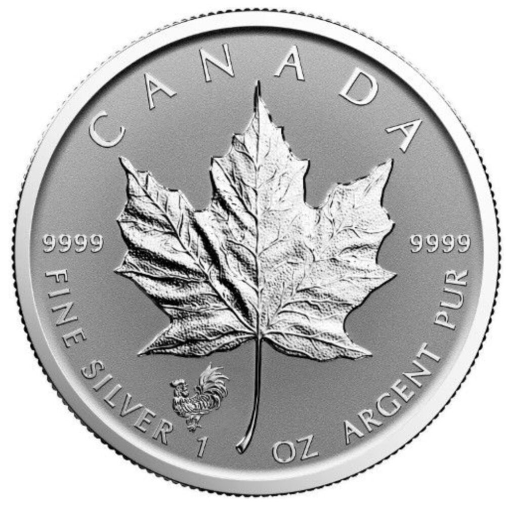 2017 1 oz Lunar Rooster Privy Canadian Silver Maple Leaf