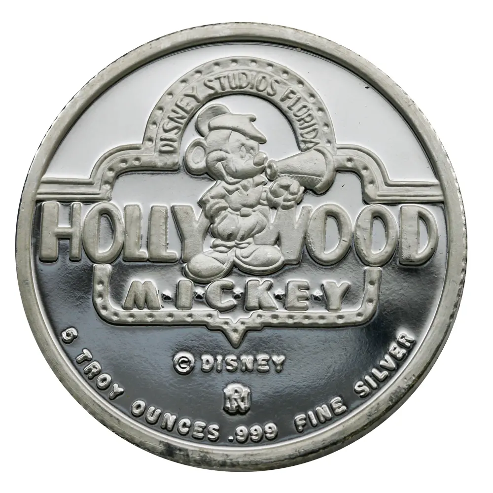1989 Hollywood Mickey 5 oz .999 Silver Round - Image 2