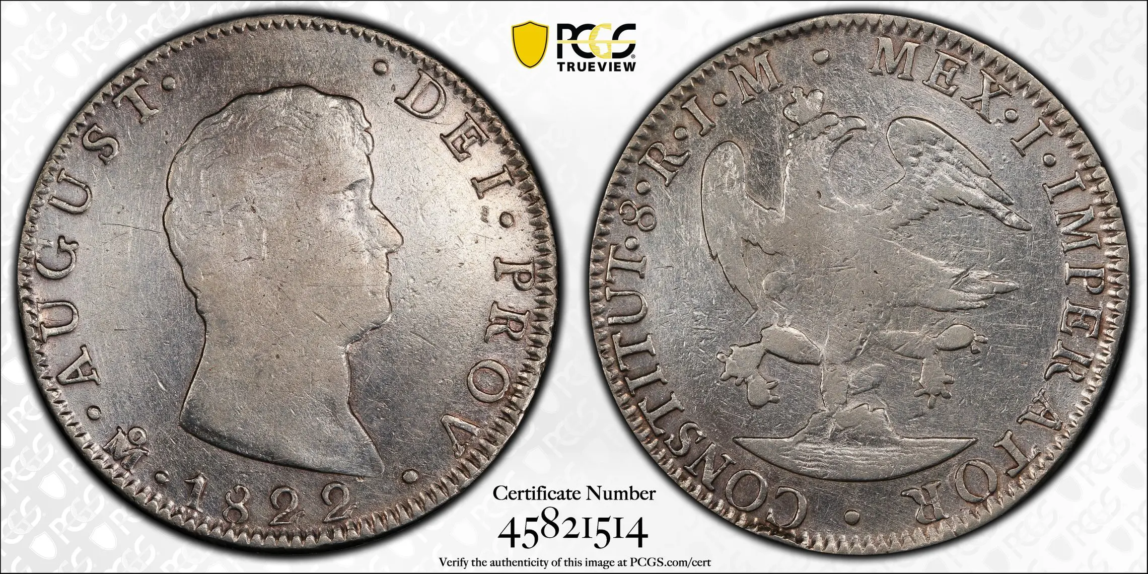 1822-MO|JM Mexico 8 Reales Iturbide PCGS VF Detail KM-308 - Image 3
