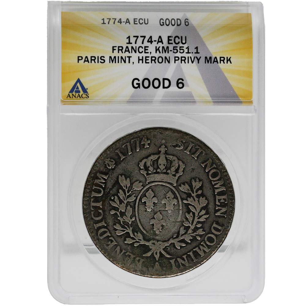 1774-A France ECU KM 555.1 Paris Mint