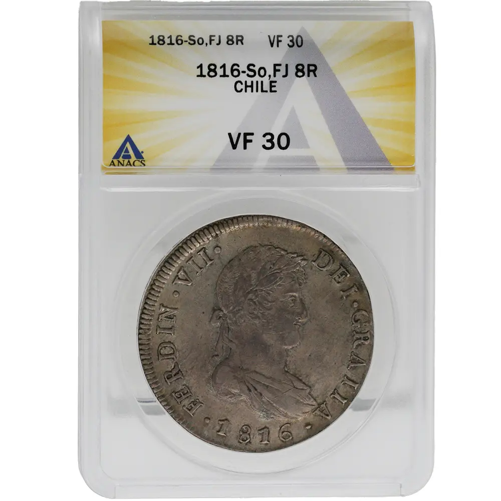 1816 So FJ Chilie 8 Reales ANACS VF 30
