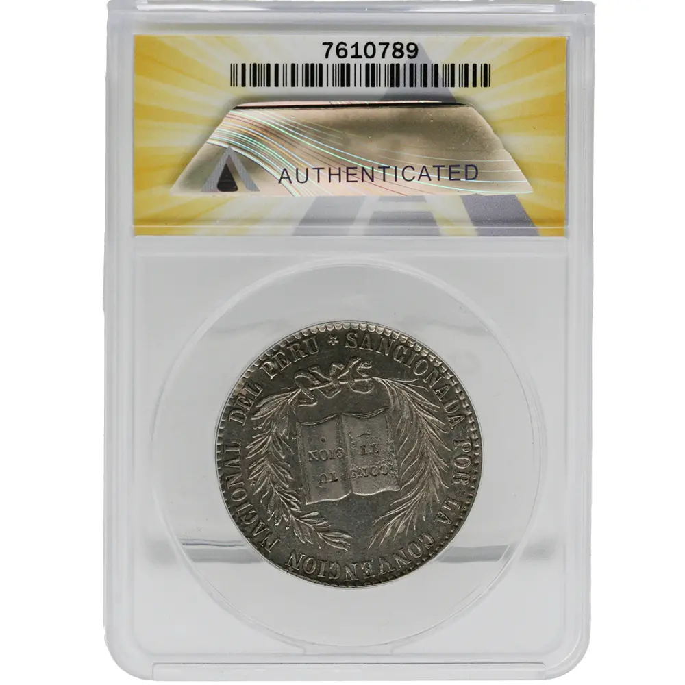 1856 Peru National Convention Medal ANACS AU 50 - Image 2