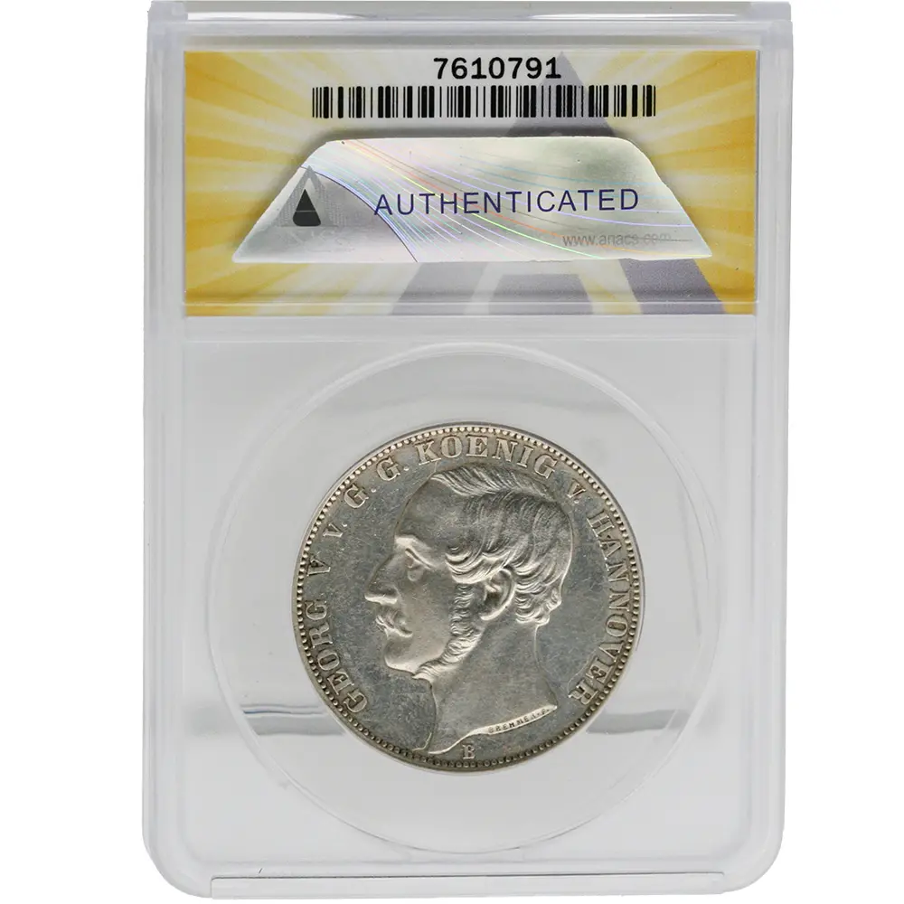 1859-B Germany Hannover Thaler ANACS MS 60 Cleaned