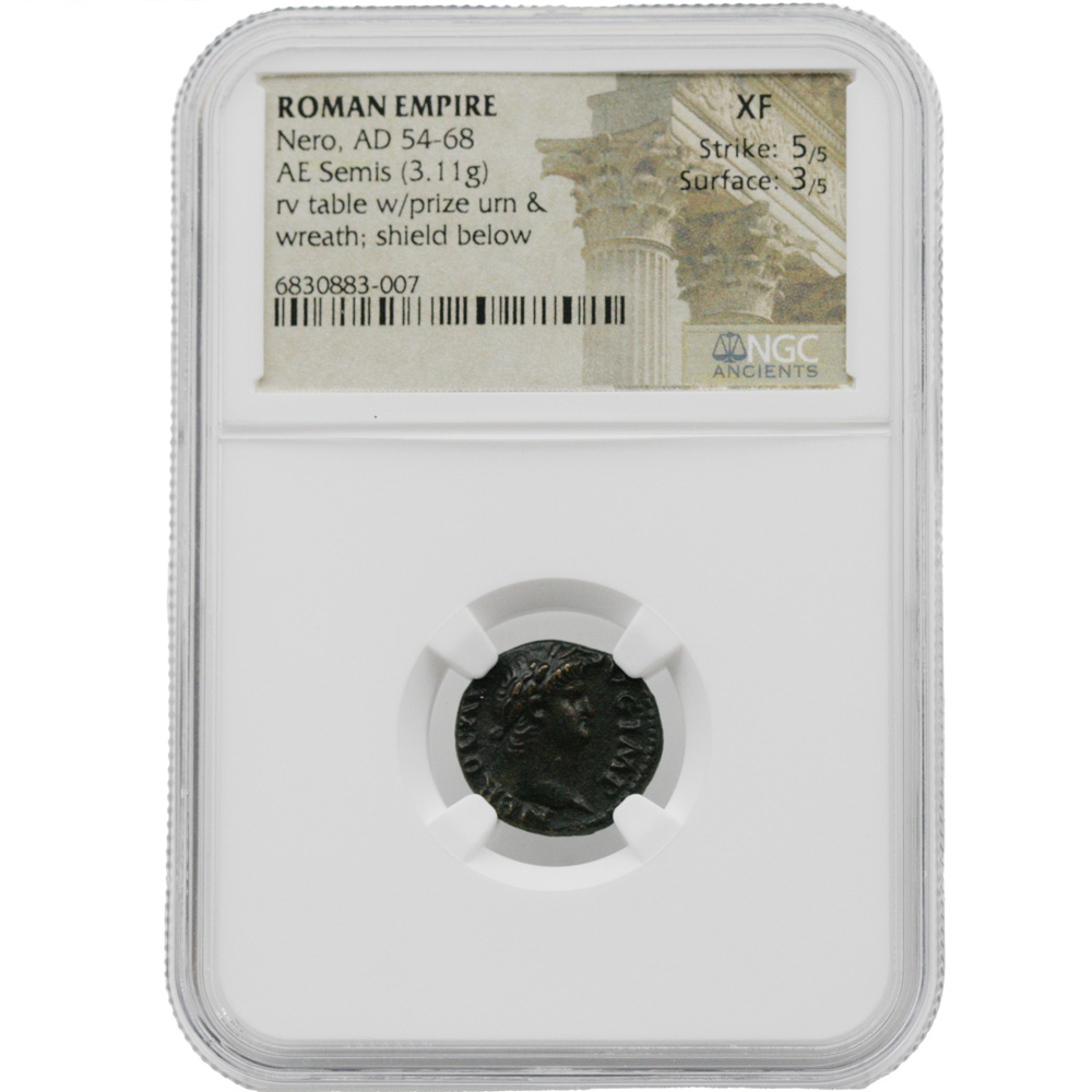 AD 54-68 Nero Roman Empire AE Semis NGC XF