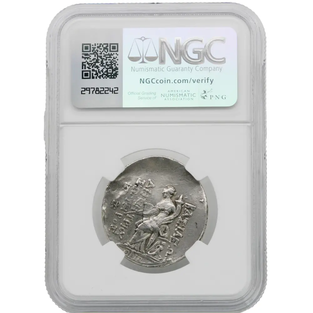 154/3 BC Seleucid Kingdom Demetrius I AR Tetradrachm NGC VF - Image 2