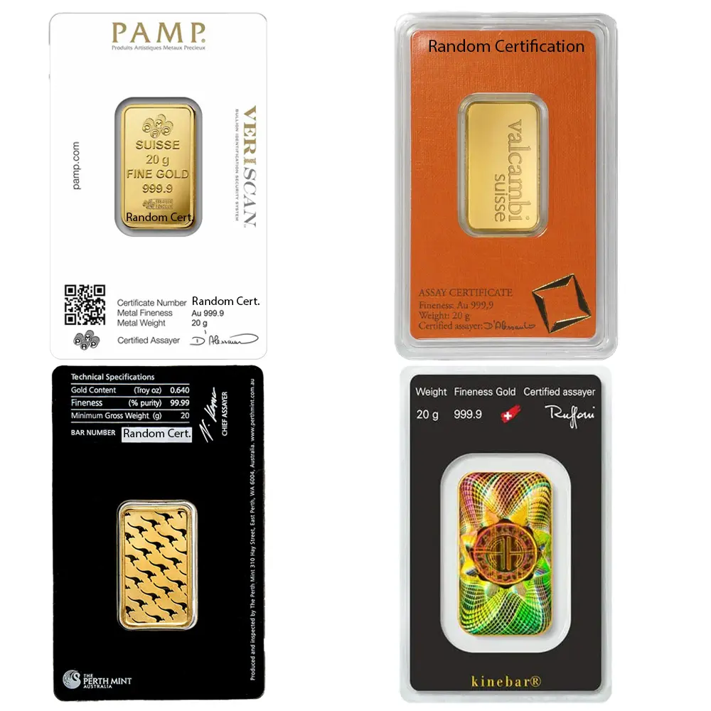 20 gram .9999 Gold Bar- Random Mint (In Assay) - Image 2