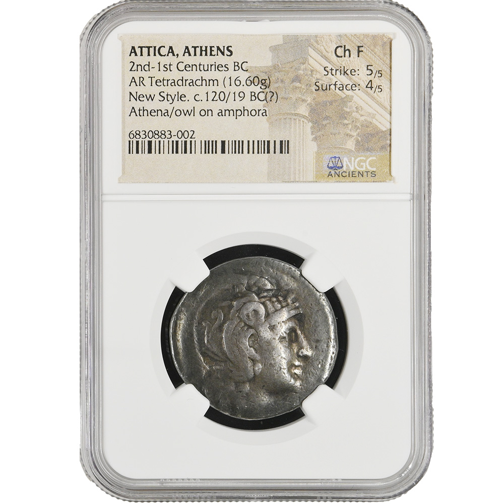 2nd-1st Centuries BC Attica Athens AR Tetradrachm NGC CH F