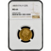 1882-R Italy Gold 20 Lira NGC MS 64