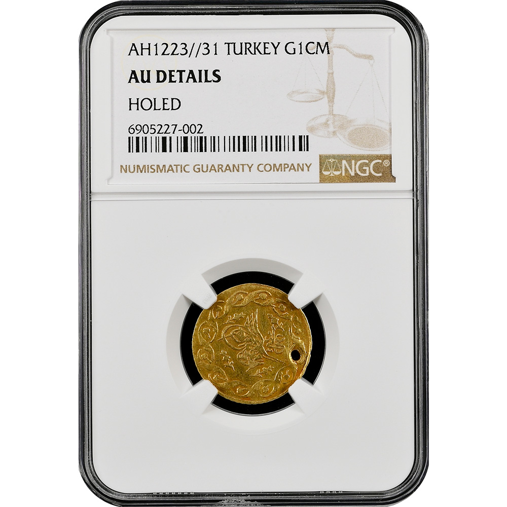 AH1223//31 Gold Cedid Mahmudiye Mahmud II NGC AU Details