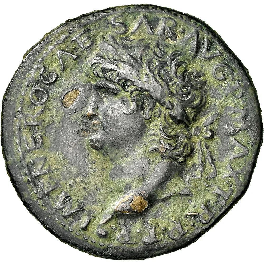 AD 54-68 Nero Roman Empire AE Dupondius Lungdum RIC I 604 NGC VF
