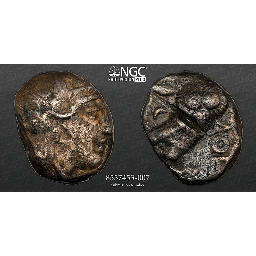 393-294 BC Attica Athens AR Tetradrachm Athena/Owl NGC VF