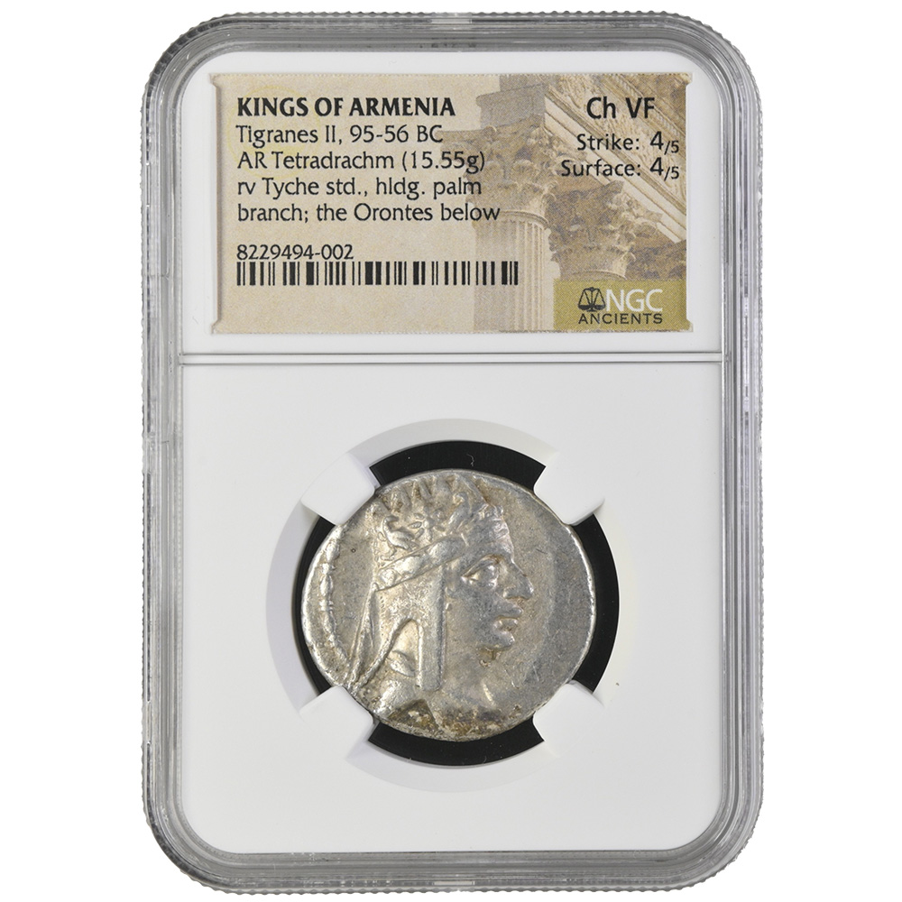 95-56 BC Kings Of Armenia Tigranes II AR Tetradrachm NGC Ch VF