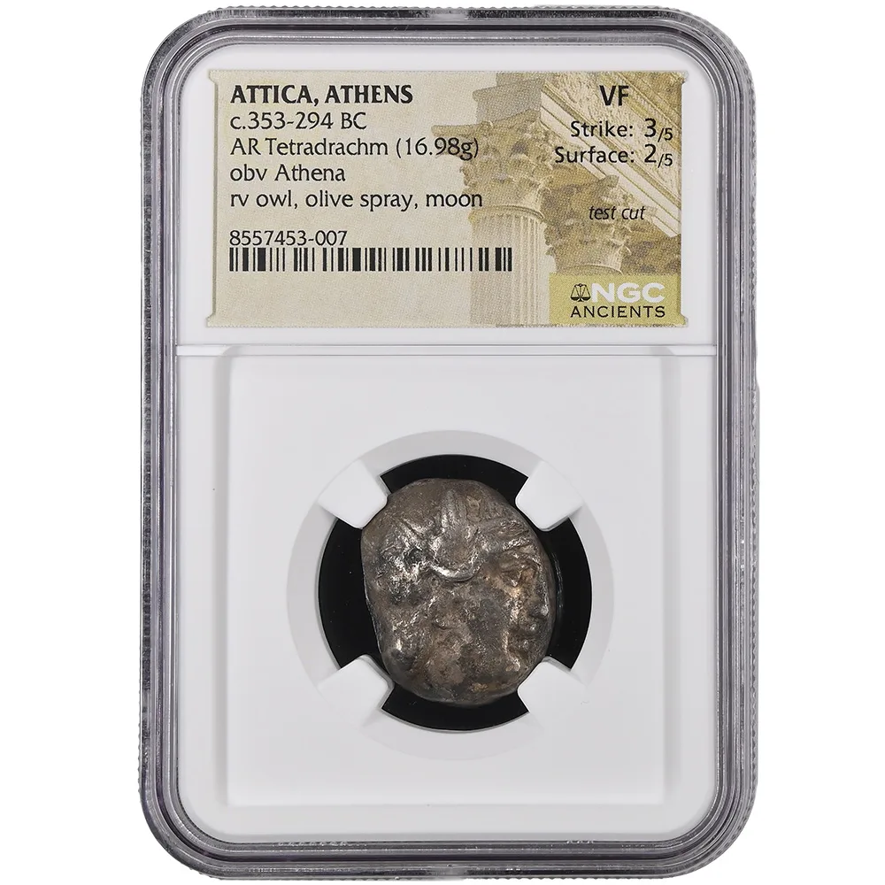 393-294 BC Attica Athens AR Tetradrachm Athena/Owl NGC VF
