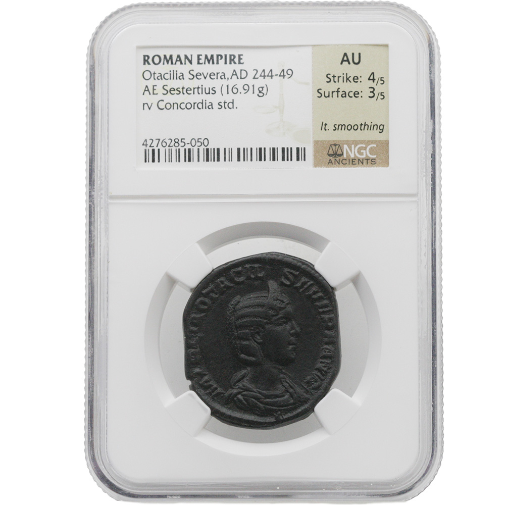 AD 244-249 Roman Empire Otacilia Severa AE Sestertius NGC AU