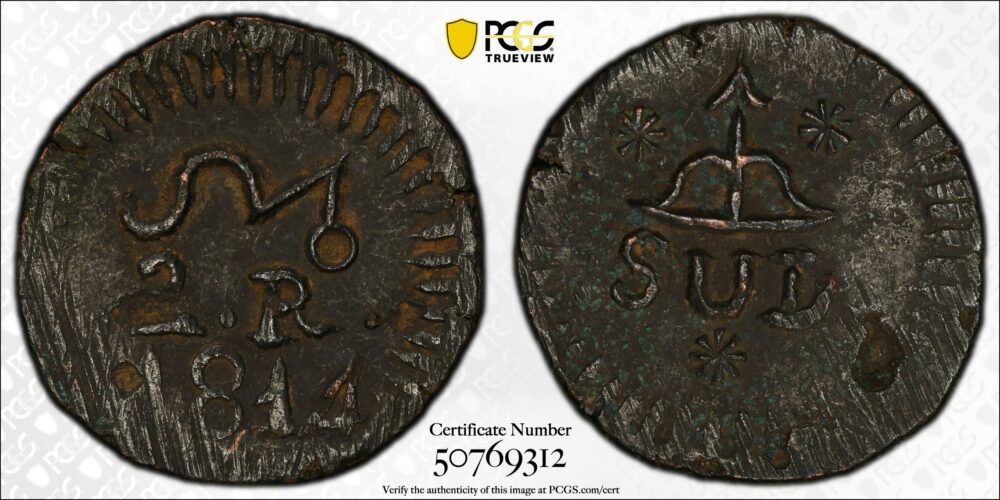 1814 Mexico 2R PCGS Genuine Environment Damage XF Detail KM-226.2 - Image 2