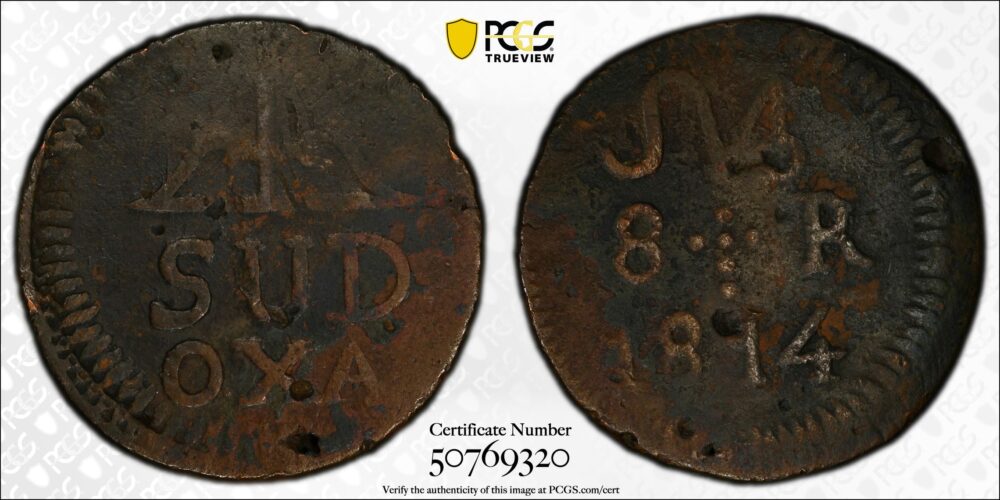 1814 Mexico Oaxaca 8R PCGS F Detail KM-240 - Image 2