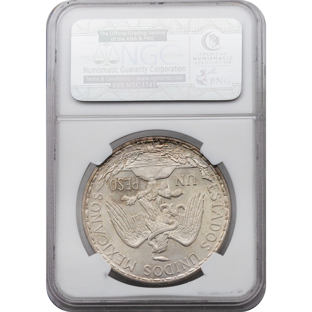 1911 Mexico Peso Long Ray NGC MS 65 - Image 2