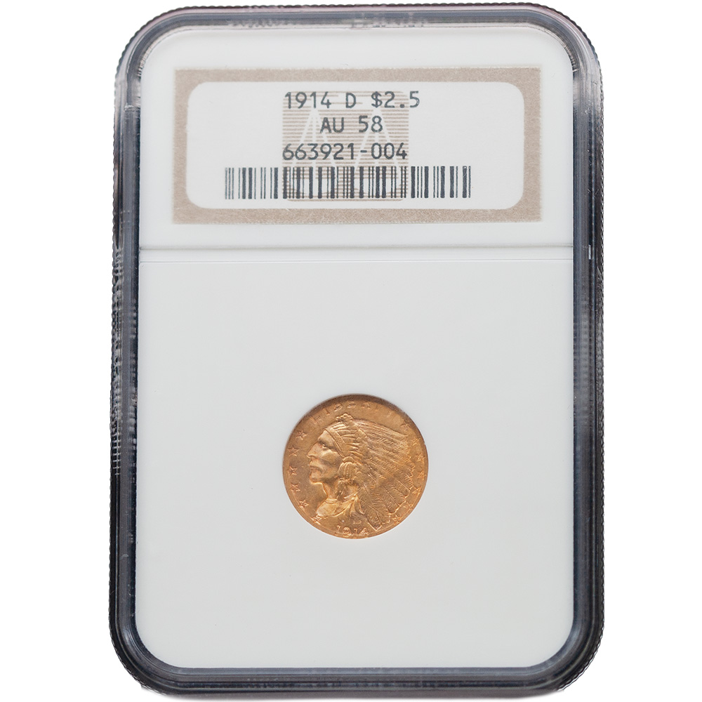 1914-D $2.5 Indian Head NGC AU 58