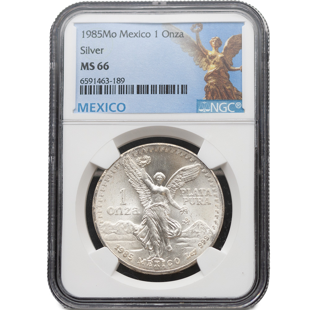 1985 Mexico 1 Onza .999 Libertad NGC MS 66