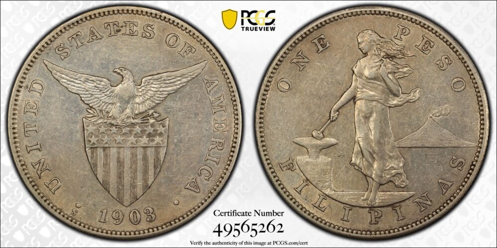 1903-S Peso U.S. Philippines PCGS AU53 - Image 2