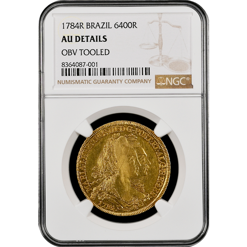 1784-R Brazil 6400 Reis NGC AU Details